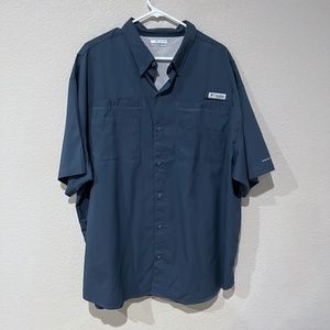 Columbia Omni-Shade PFG Men’s Navy Blue Short Sleeve Shirt - XXL